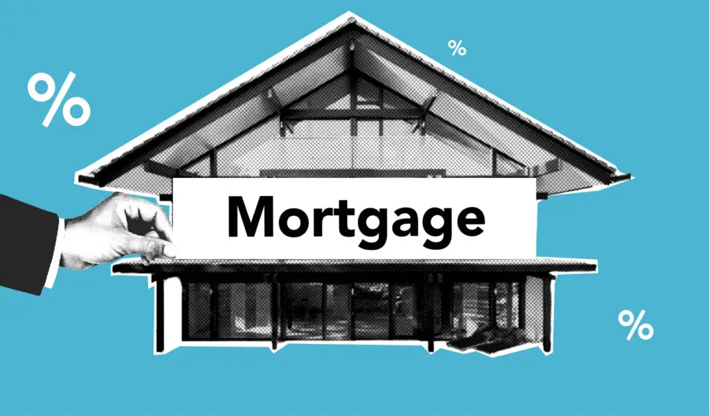 Illustration of the home with mortgage written.