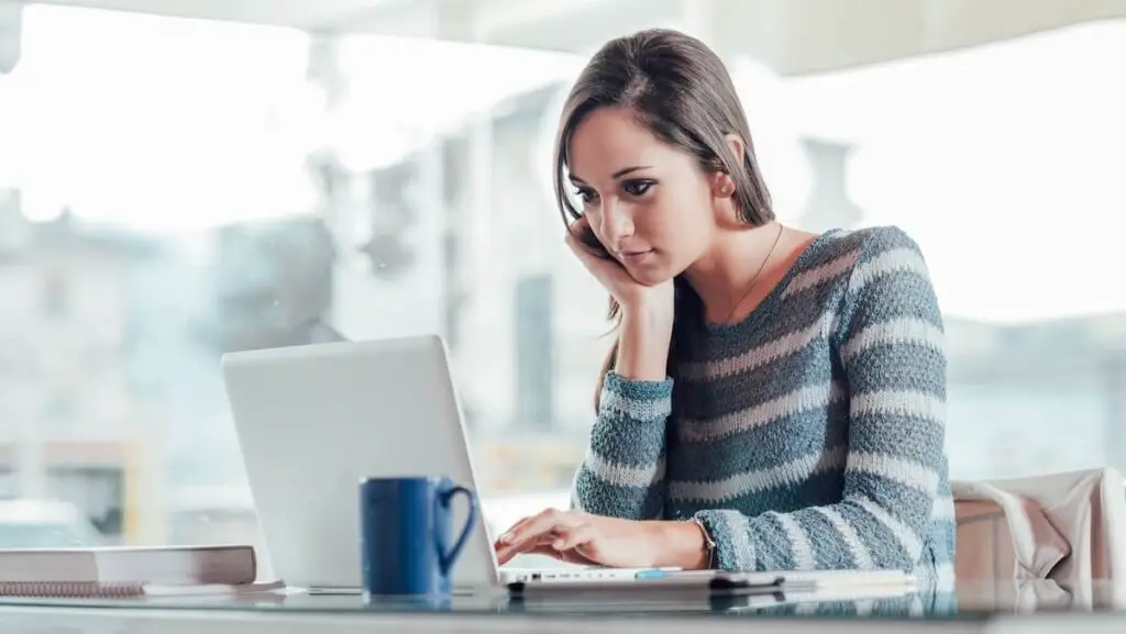 Girl looking at the computer