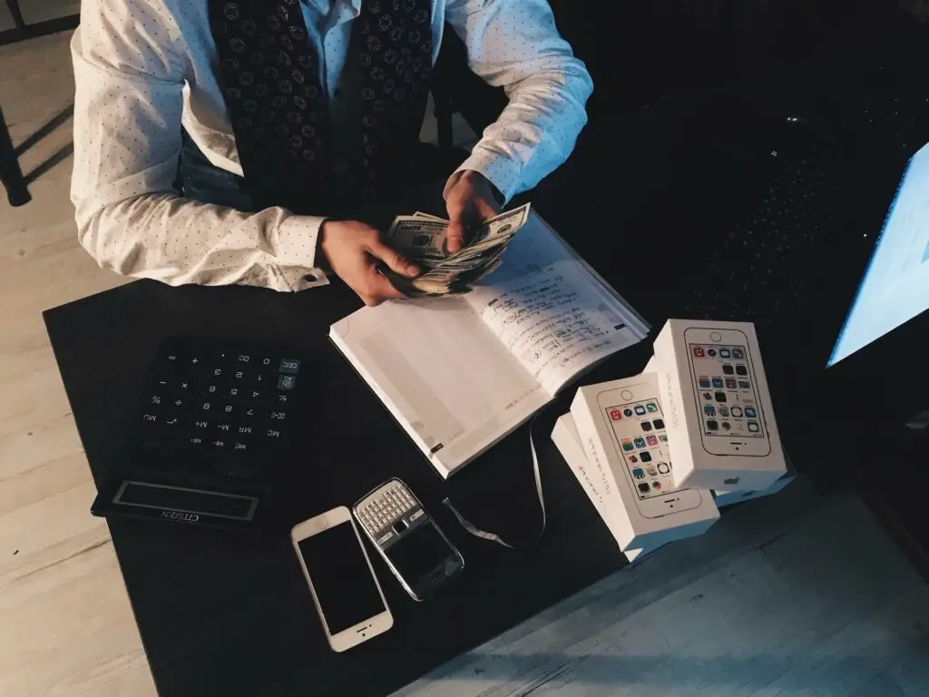 An accountant counting money