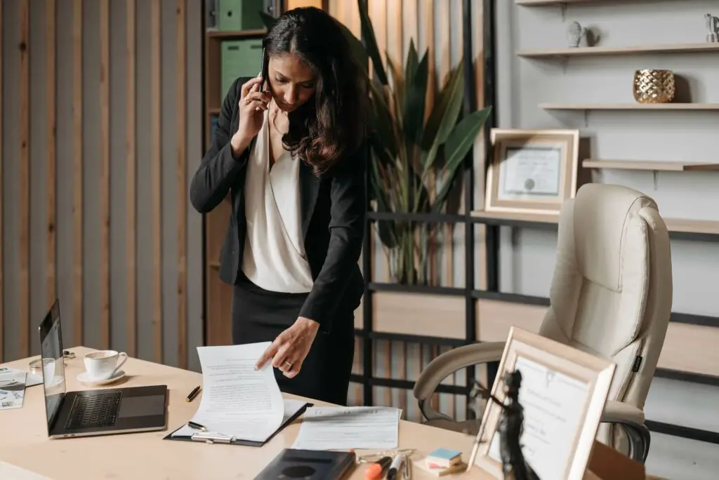 A woman talking on the phone