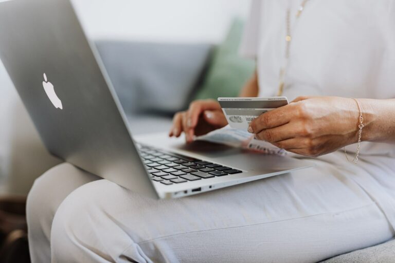 A person entering credit card information online