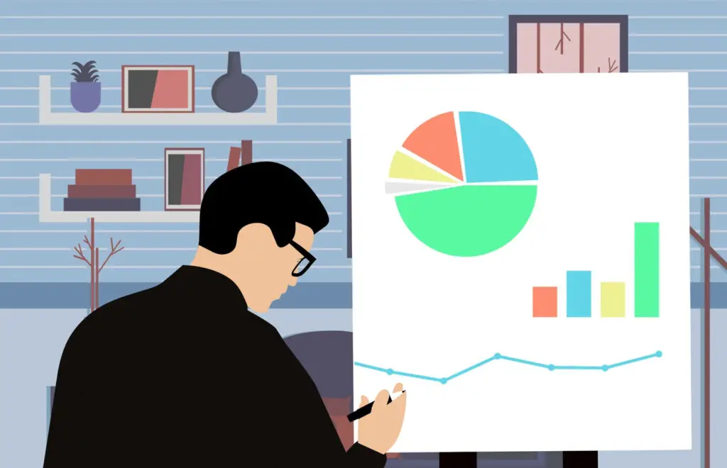 A picture of a man looking at a chart