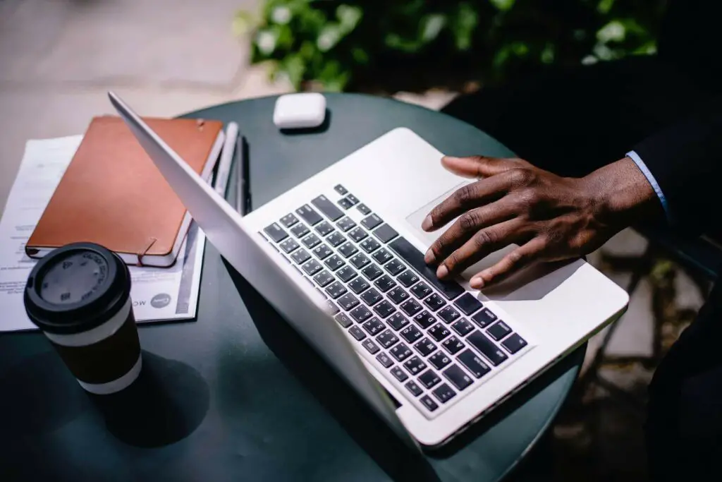 A man using a laptop at work