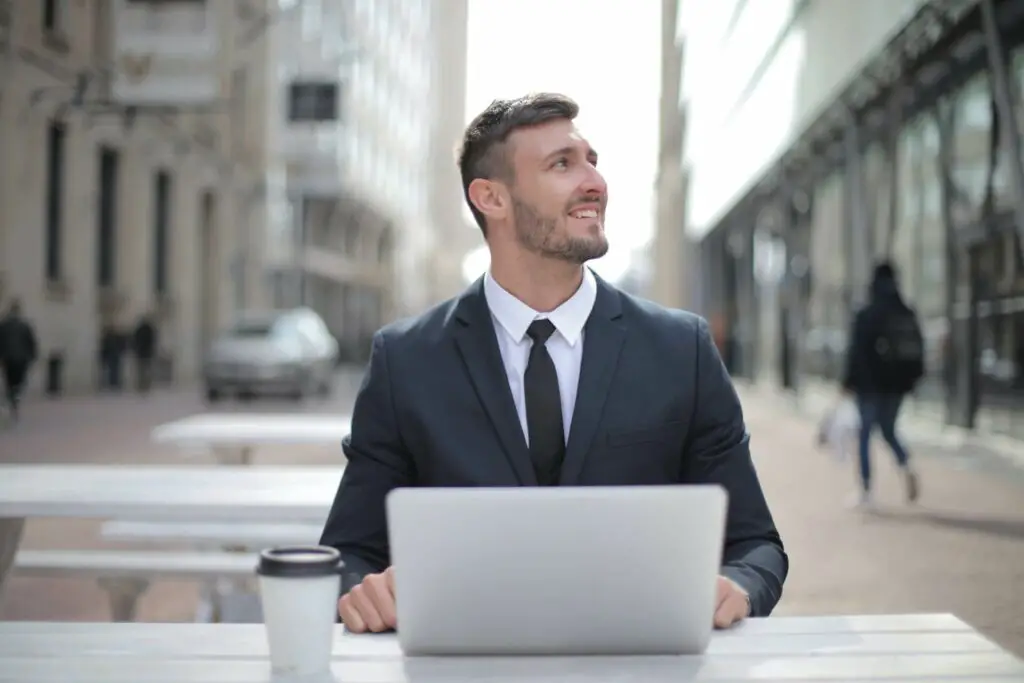  A man using a laptop