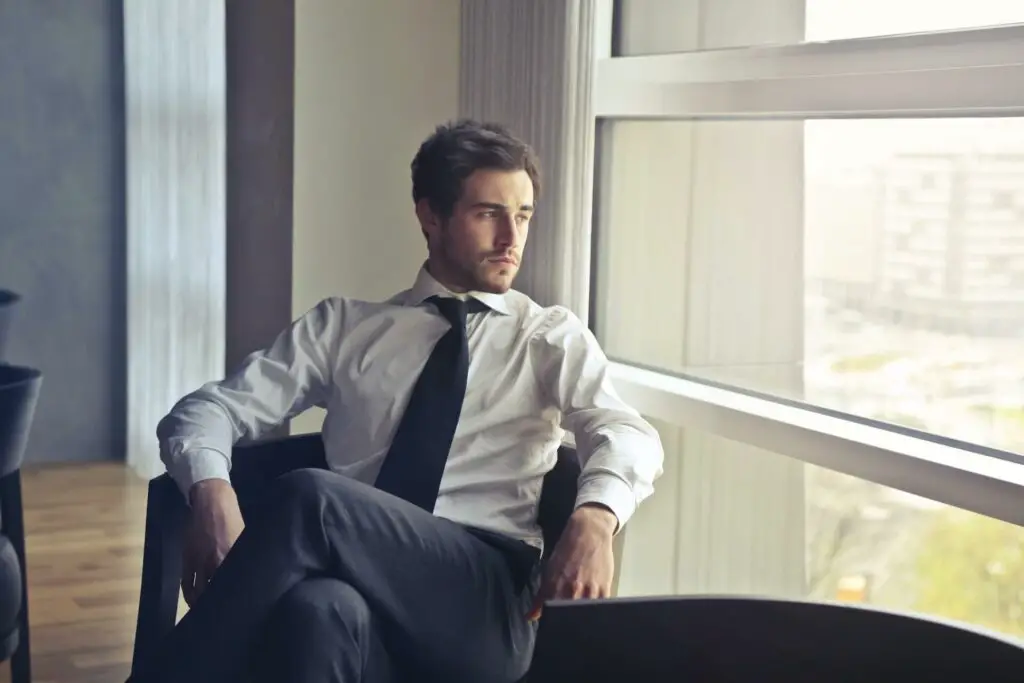 A businessman sitting in a chair