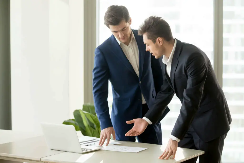 Two businessmen talking